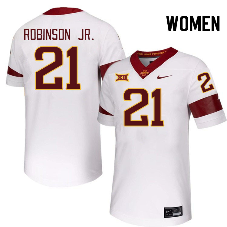 Women #21 Ryan Robinson Jr. Iowa State Cyclones College Football Jerseys Stitched-White